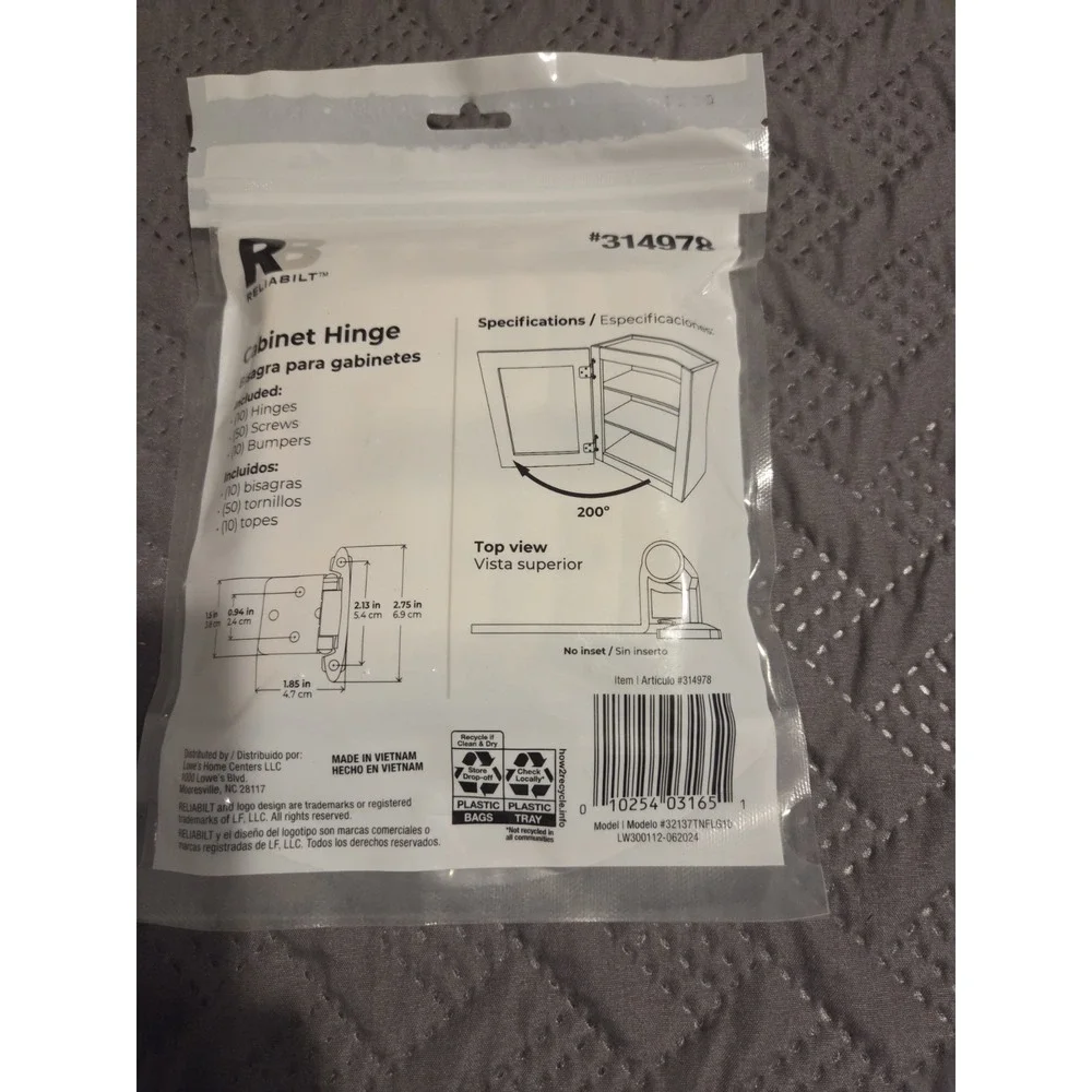 10 Pack Style Selections Flush Self-Closing Cabinet Hinges Satin Nickel
